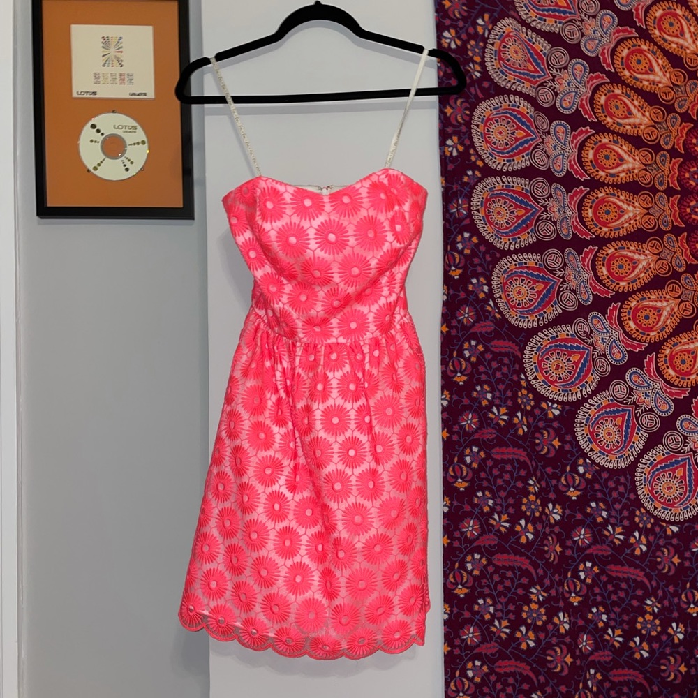 Lily Pulitzer strapless hot pink mini dress